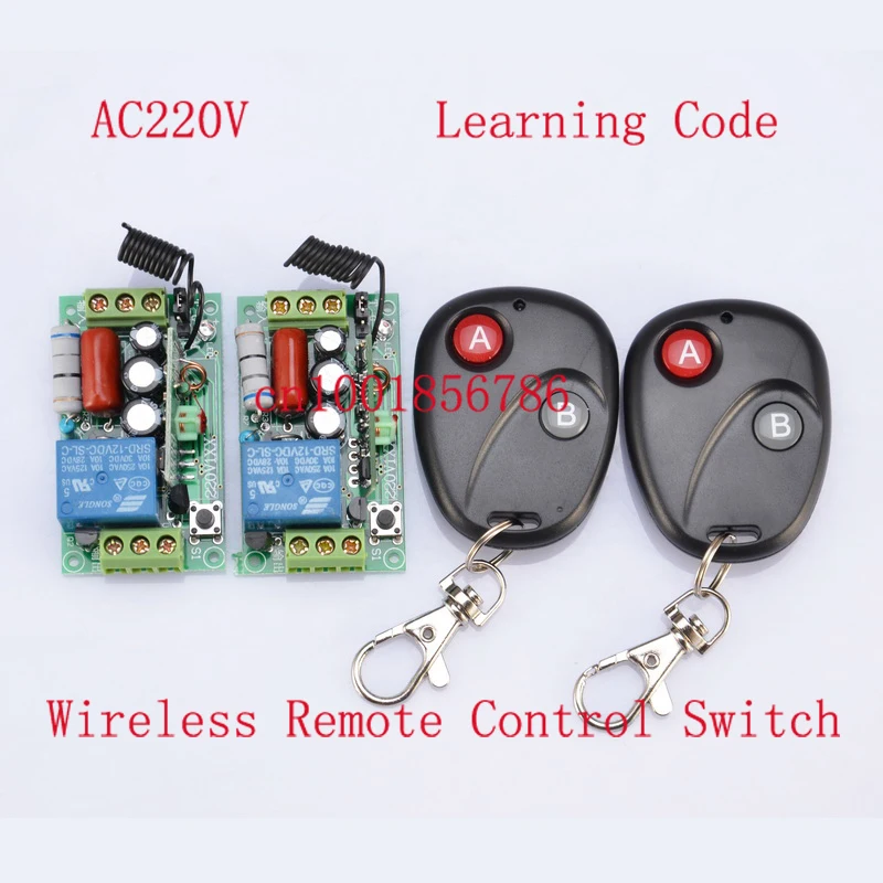 220V 1CH 10A Receiver & Transmitter RF Wireless Remote Switch Momenrary Toggle Latched Adjustable 2PCS/LOT