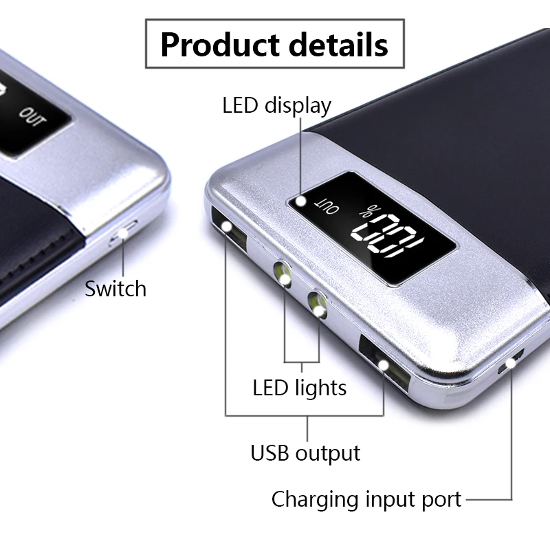 Quick Charge Мощность Bank 30000 mAh 2 USB ЖК дисплей Портативный внешний Батарея мобильного