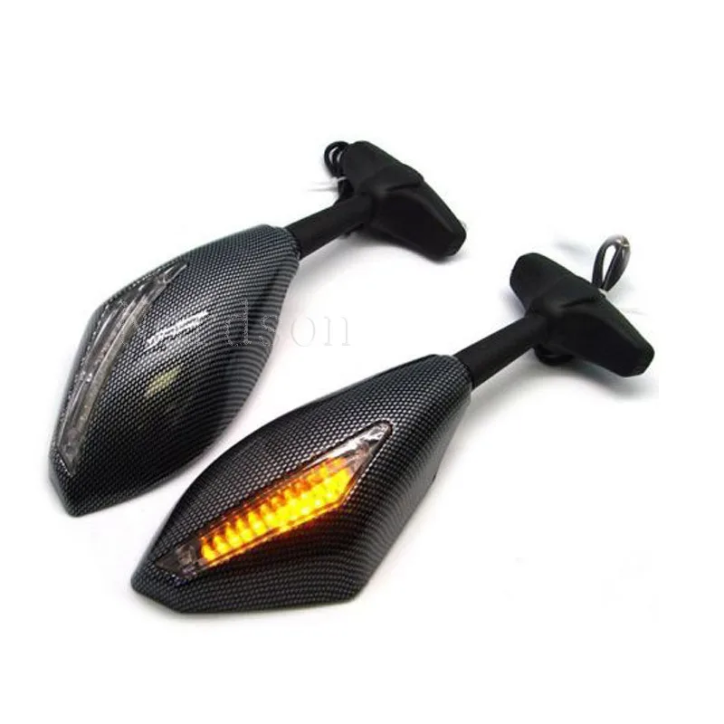 

Turn Signal Light Blinker Carbon Fiber Style Racing Side Rear View Mirror for Suzuki SV650 Katana 600 750 GSX600F GSX750F