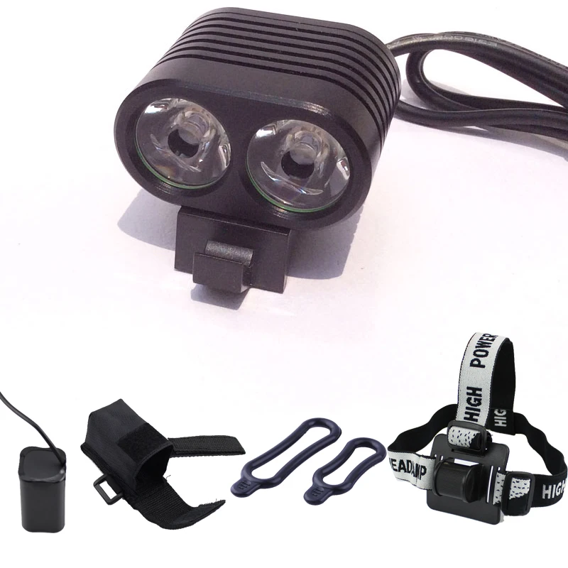 

High Power Head Lamp 2 *CREE LED Bike Bicycle Front Headlamp L2 LED Headlight 18650 lithium Battery Pack lampe frontale 6000LM