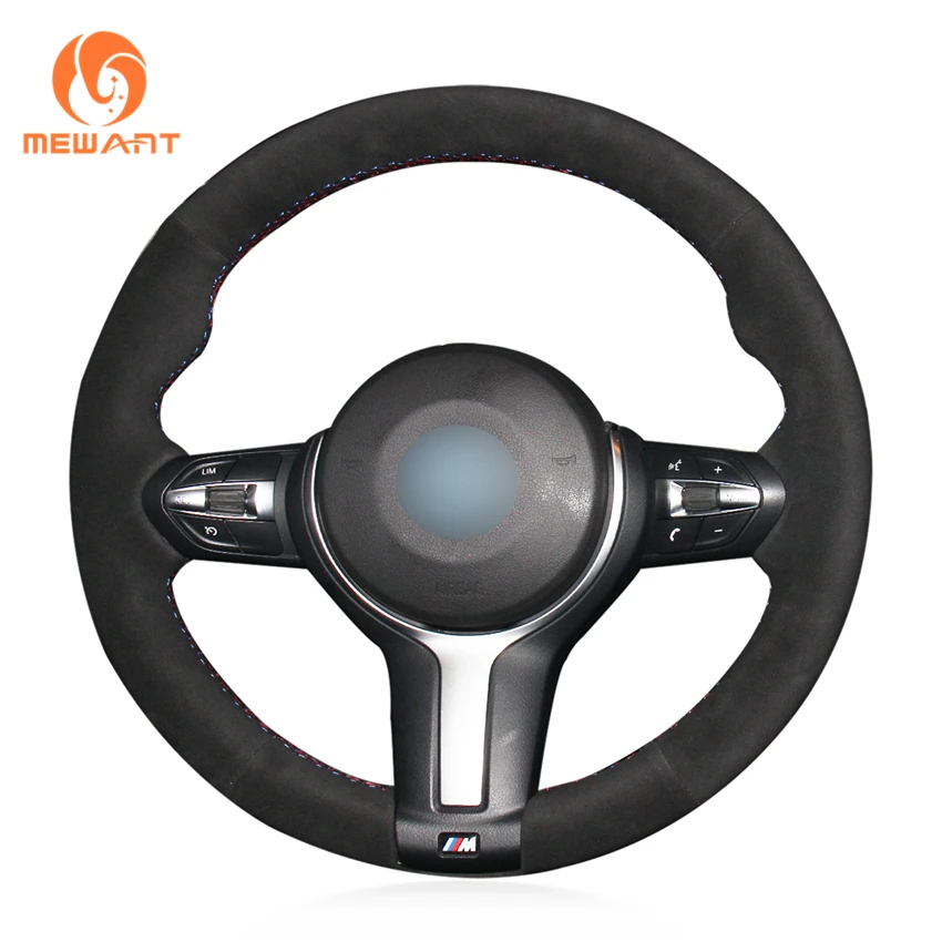 Best MEWANT Hand stitched Black Suede Steering Wheel Cover for BMW M Sport F30 F31 F34 F10 F11 F07 F12 F13 F06 X3 F25 X4 F26 X2 F39