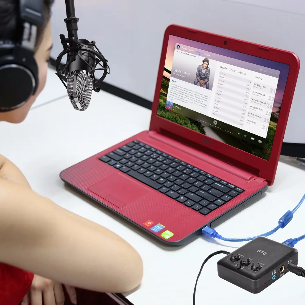 Внешняя звуковая карта Neewer USB с бесплатным диском дизайн для пения записи