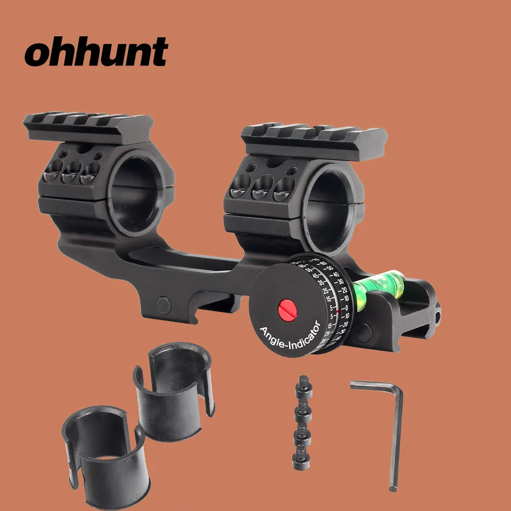 

ohhunt Hunting Scope Mount Offset Bi-direction 25.4mm to 30mm Rings 21mm Picatinny Rail with Free Float Rail and Bubble Level