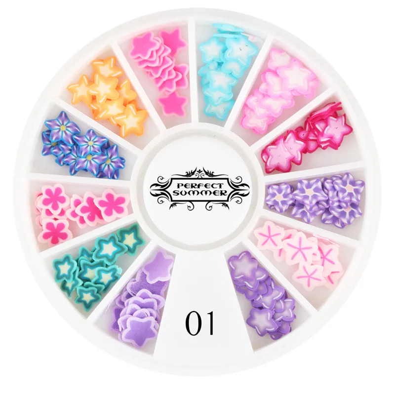 

Perfect Summer Nail Art Decorations Fruit Flower Slices 3D Polymer Clay Tiny Fimo Wheel DIY Nail Art Manicure 1 Pack Candy Lover