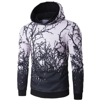 

2019 New Fashion Hoody men Sweatshirts tree branches print hooded sweatshirt coat Man Hoodies Hip hop tops