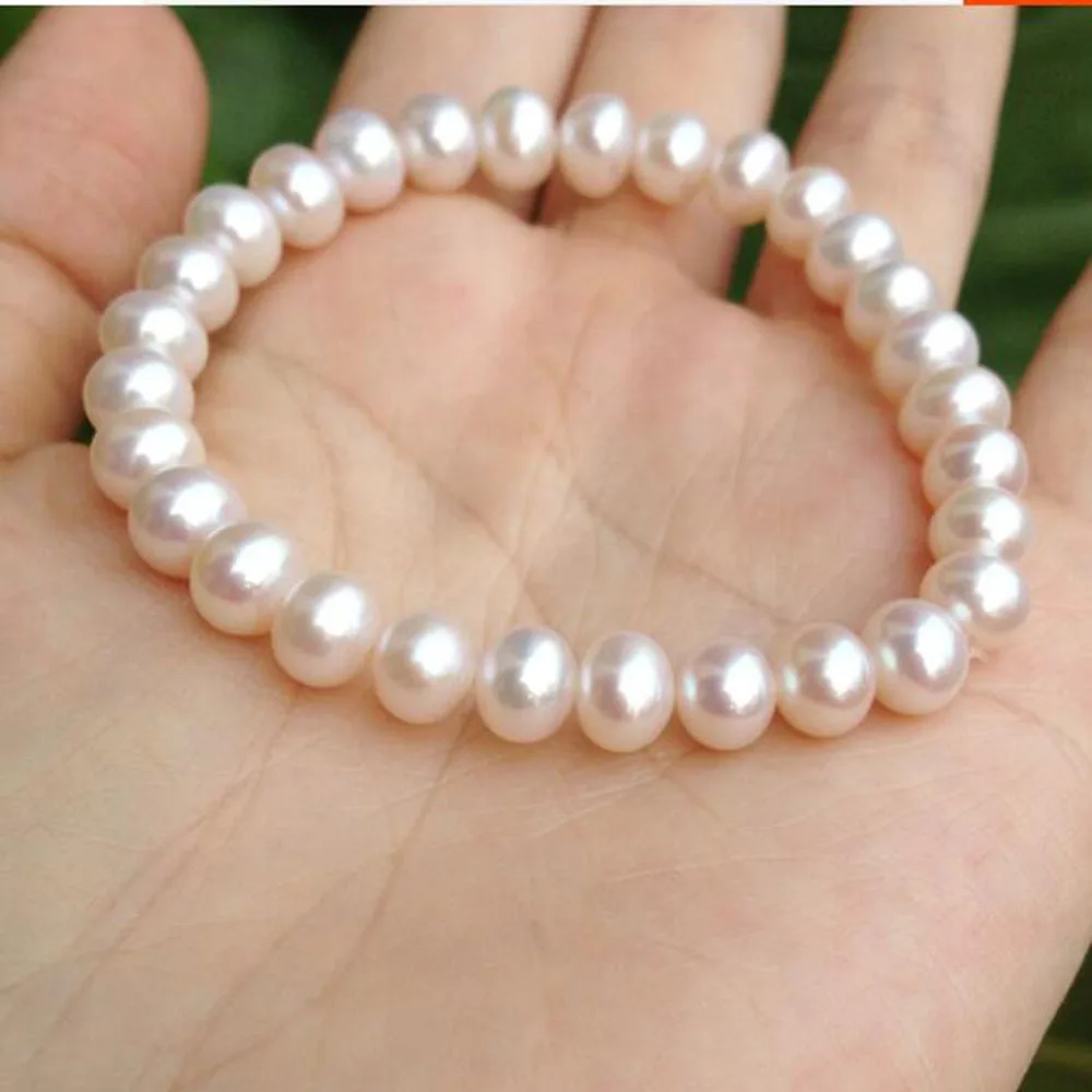 

Natural Pearl Bracelet Women's Freshwater Pearl Elastic Bracelet 8-9mm Engagement Party Jewelry