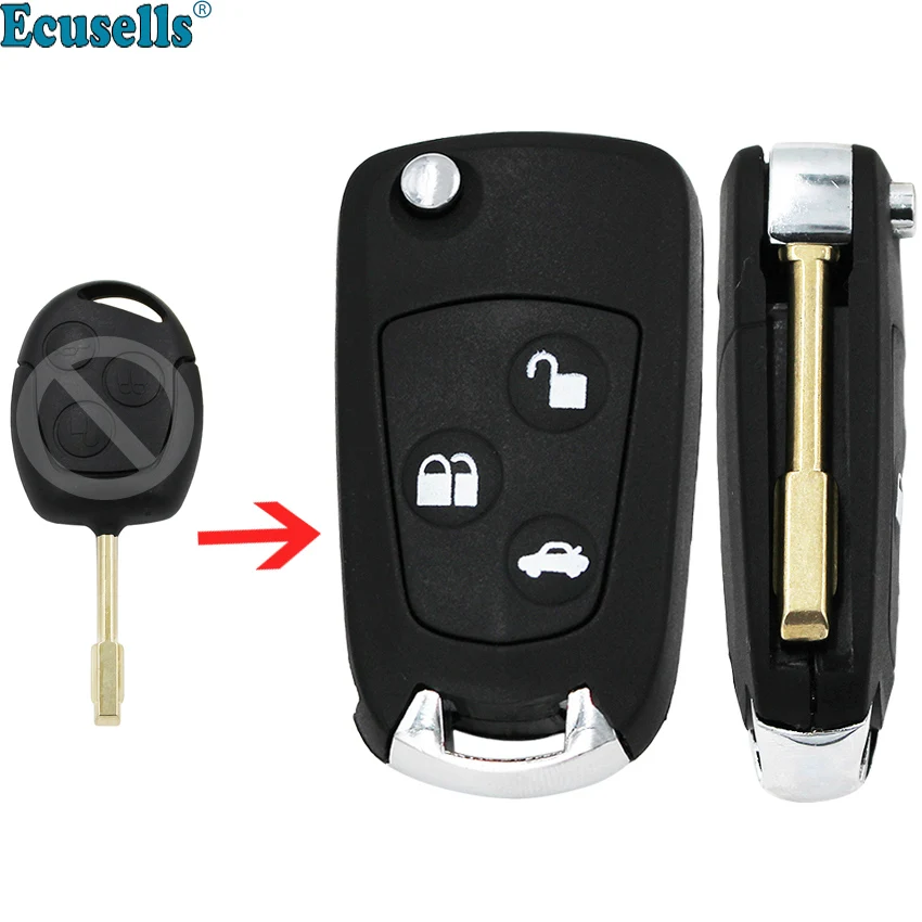 

Modified flip Remote Key Shell case cover 2 Button For Ford Focus Fiesta Mondeo Transit Fusion KA C-MAX S-MAX uncut FO21 blade