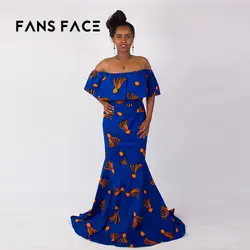 Вентиляторы лицо Африканский Традиционный узор, женские африканские платья, вечерние платья. с открытыми плечами 2018 сексуальные. дашики