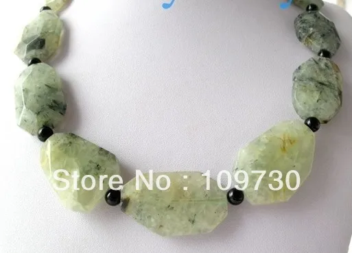 

Jewelry 0012514 Faceted Irregular Prehnite Onyx Necklace 14KGP GP