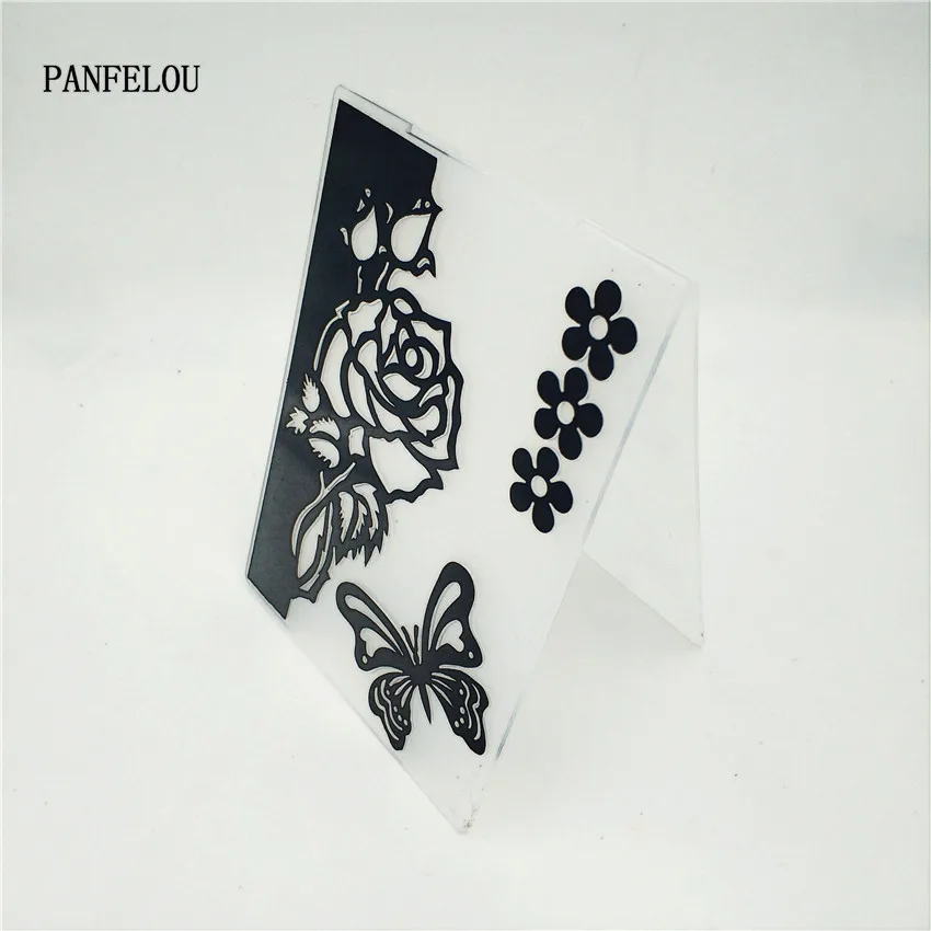 

PANFELOU Easter Roses butterflies Embossing folders Plastic For Scrapbooking DIY Template Fondant Cake Photo Album Card Making