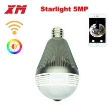 XM 5MP Wireless Panoramic 360 VR Wifi IP Camera Smart LED Lights Cam Starlight night vision Bulb Home Security Camera XM ICsee