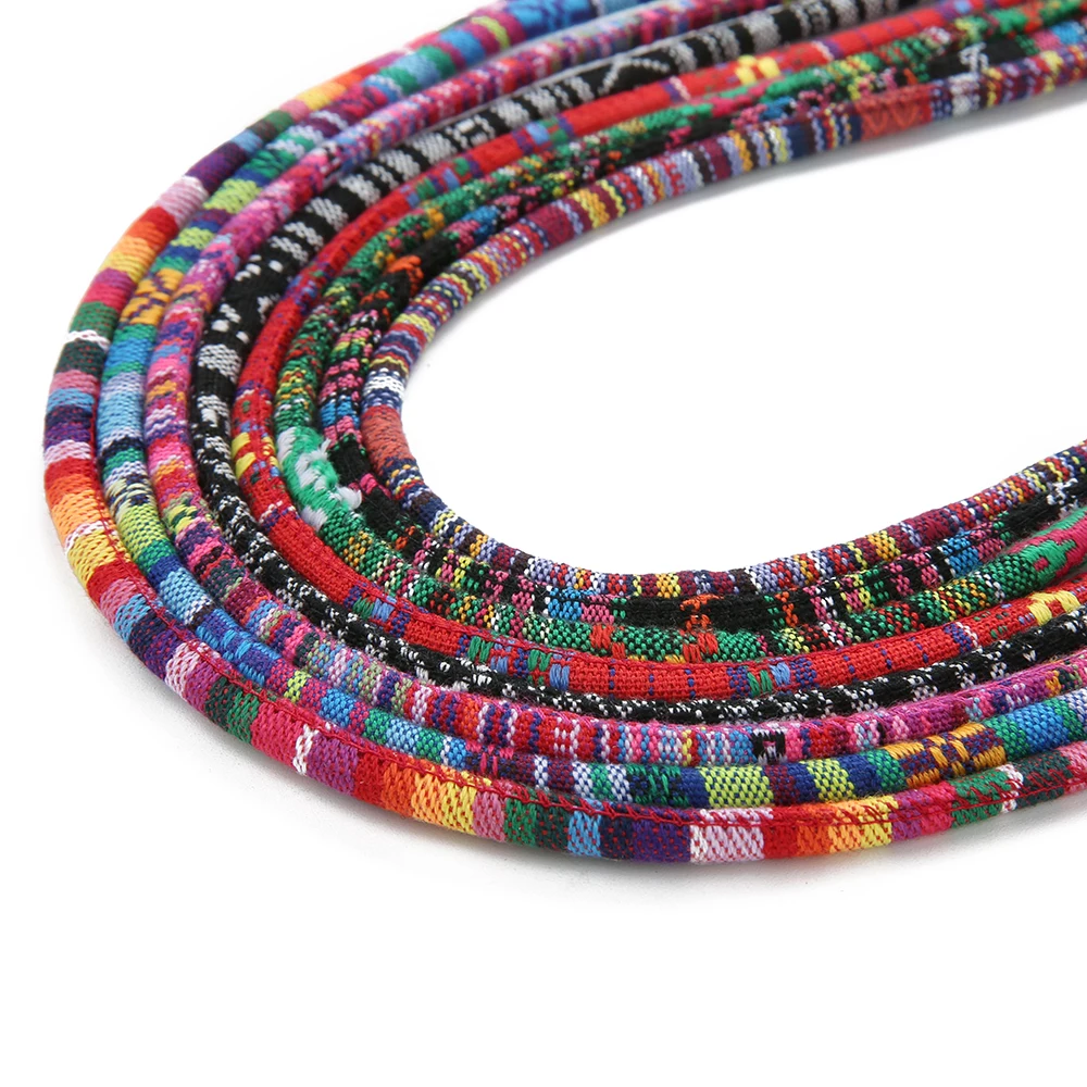 P.U ETHNIC COLOURFUL OVAL CORD JEWELLERY CORD NECKLACE STRING NECKLACE ROPE