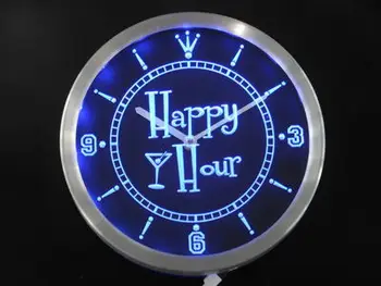

nc0340 Happy Hour Bar Beer Glass Neon Sign LED Wall Clock