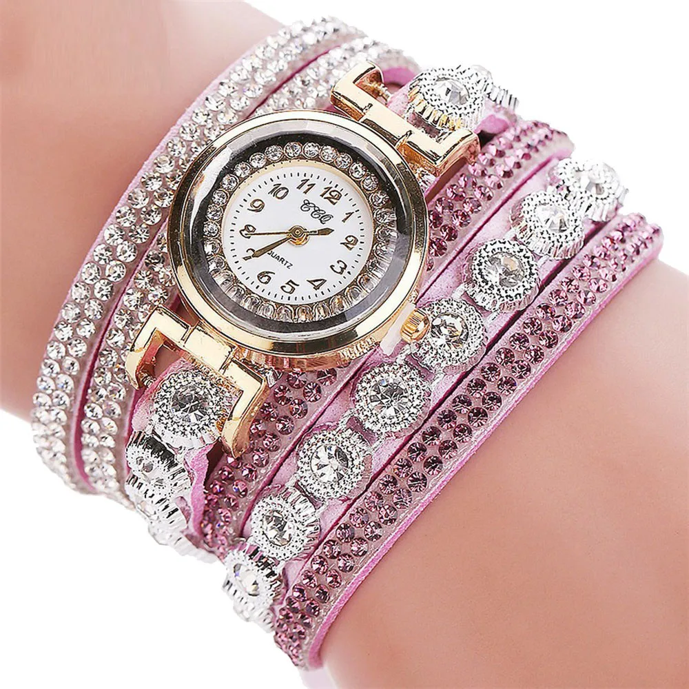 2017 New CCQ Women Fashion Casual AnalogQuartz Women Rhinestone font b Watch b font Bracelet font