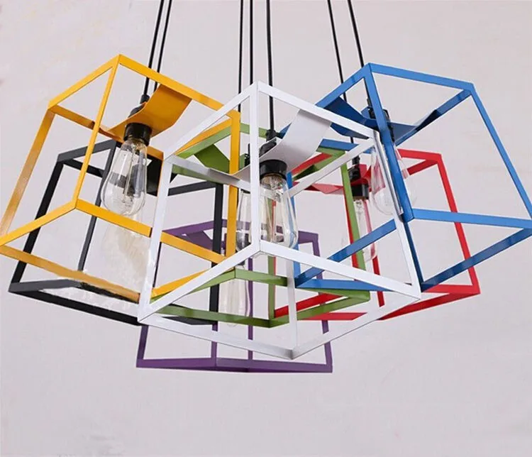 Modern Minimalist CUBE BOX FRAME Pendant Light Geometric Simple bar counter kitchen ceiling lamp light fixture (25)