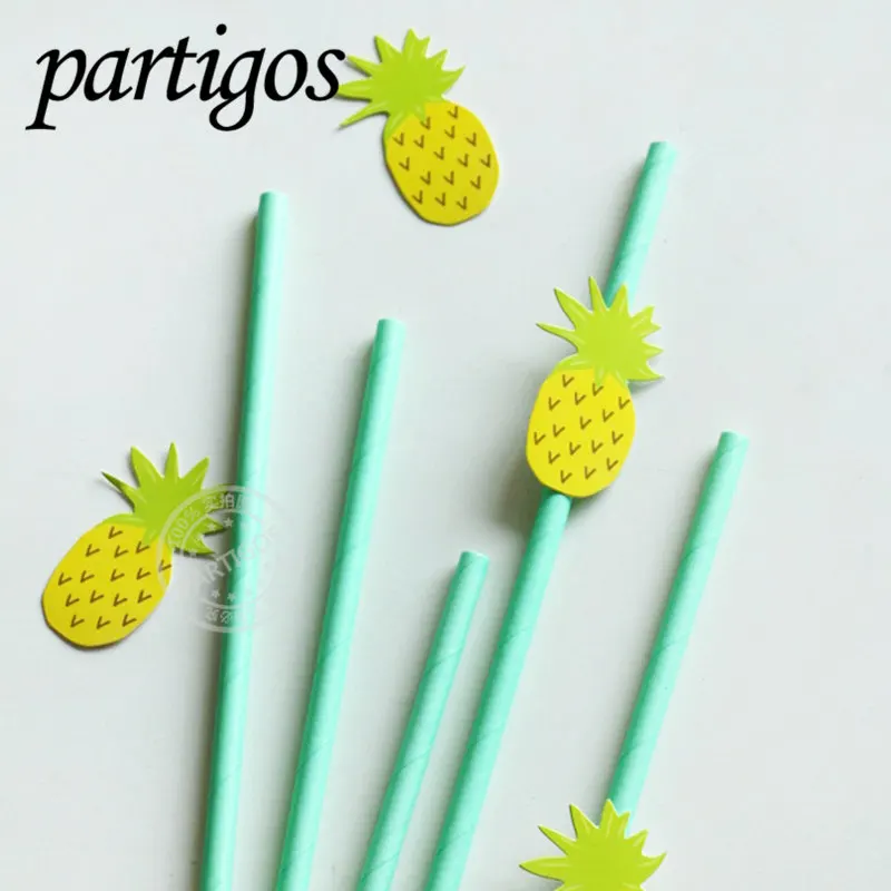 10PCS Summer Straw Party Hanging Card Flamingo Fruit Series Straw 19cm  Cartoon Style Decoration Drink Straw