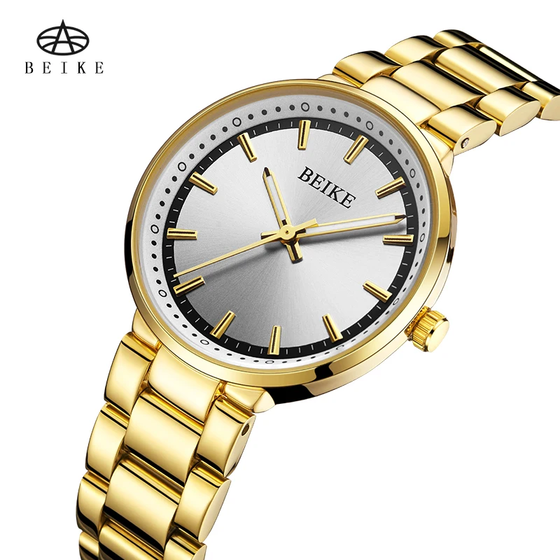 

BEIKE Luxury Women Watches Waterproof Business Gold Stainless Steel Ladies Quartz Wristwatch Waterproof Ladies Dress Watch