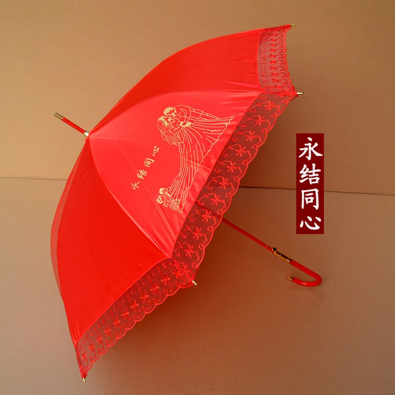 

Hot Sale Red Handmade Embroidered Lace Parasol Sun Umbrella Bridal Wedding Birthday Party Decoration Wedding Decor