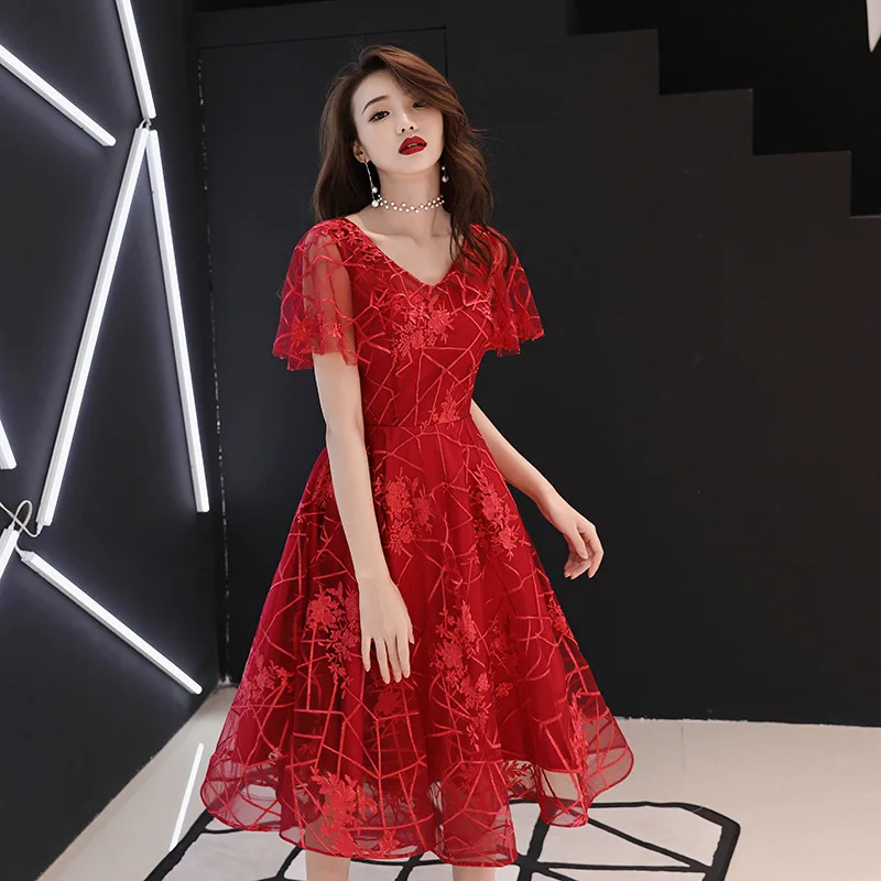 

Plus Size XXL/XXXL Slim A Line Dress Red Vestidos Fashion Patchwork Elegant Weddings/Evenings/Prom/Party Dress For Women 2019