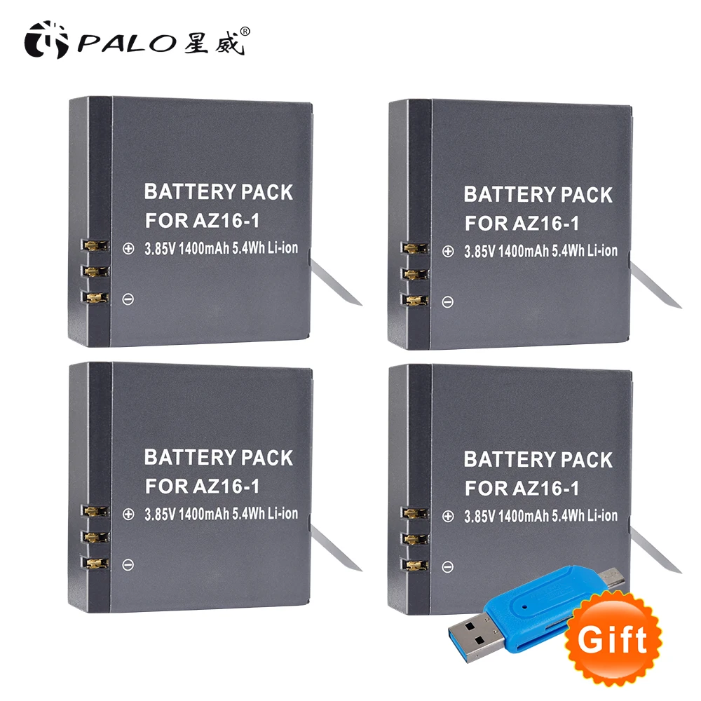 4Pcs 1400Mah Li-Ion Palo Batteria Originale Per Xiaomi Yi Lite/Yi 2/4 Kplus Az16-1 Batteria Pacchetto Per Xiao Yi 4K Macchina Fotografica Di Azione