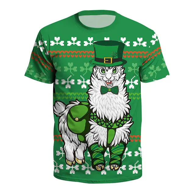 Shamrocks St. Patrick's Day 3D T shirt Men Fashion Short Sleeve Round Neck Casual T-shirt Animals Printed Tees Shirt Summer Tops