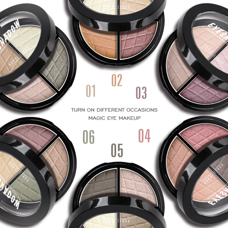 

Beauty Makeup Fashion 4 Color Glitters Eye Shadow Palette Shimmer Eye shadow Waterproof Highlighter Bronzing Make Up Palette