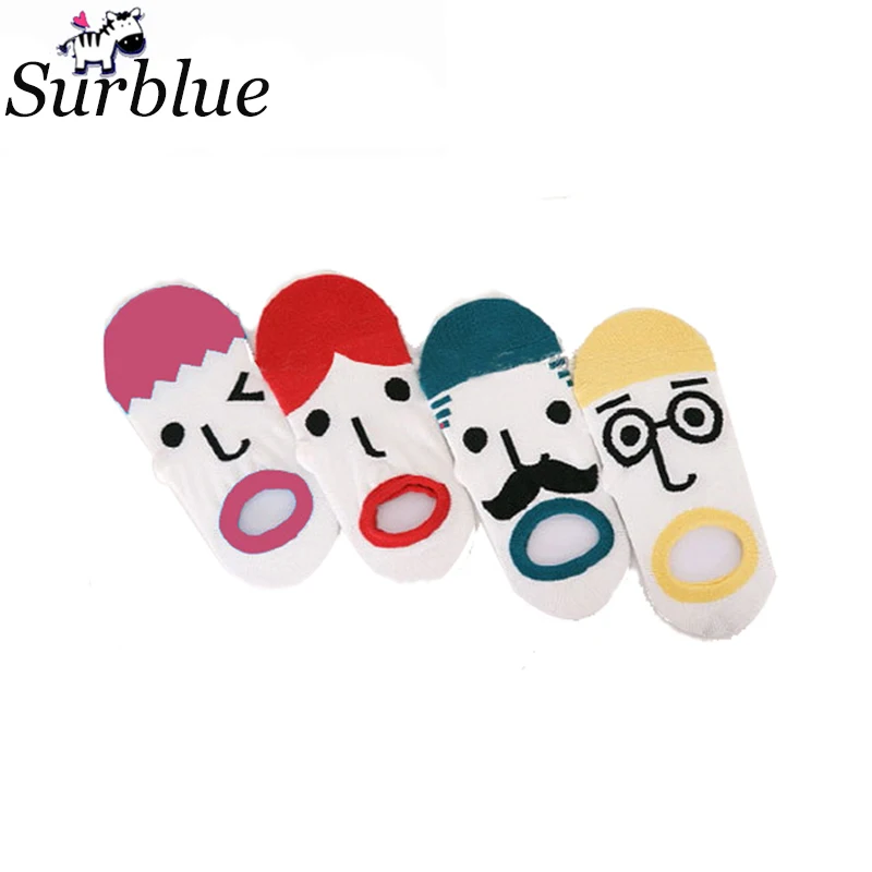 Surblue Women Socks Men Cotton Bamboo Fiber expression Happy Funny