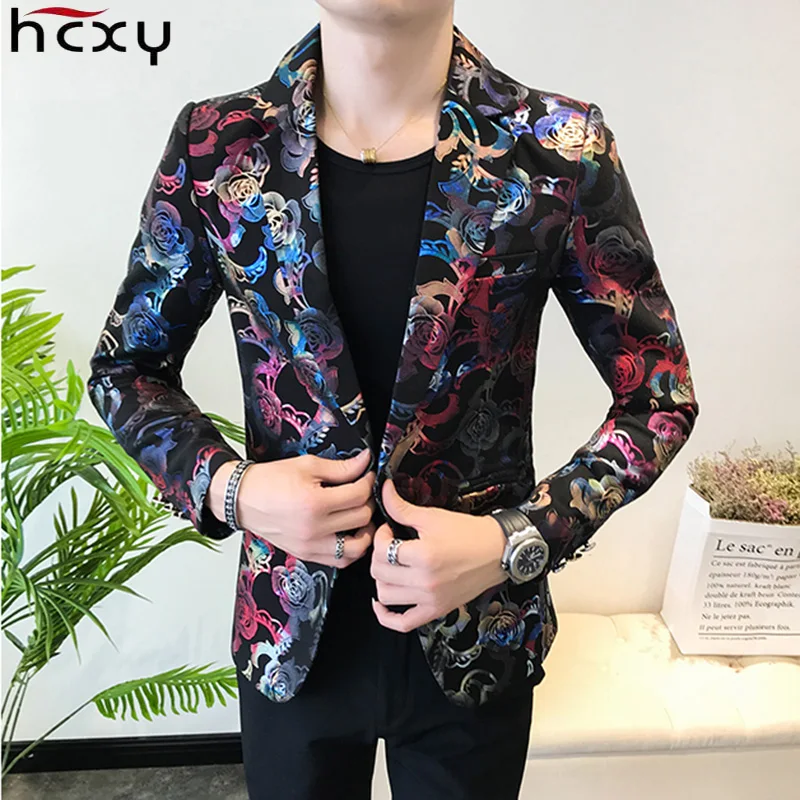 HCXY 2018 Floral Stylish Blazers For Men Slim Fit Mens Blazer Pattern ...