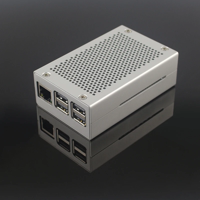Raspberry pi Modelo b Mais Caixa de Alumínio Caixa de Metal Shell de Gabinete de Cor Prata Ventilador Opcional Compatível para Raspberry pi Modelo b - Imagem 5