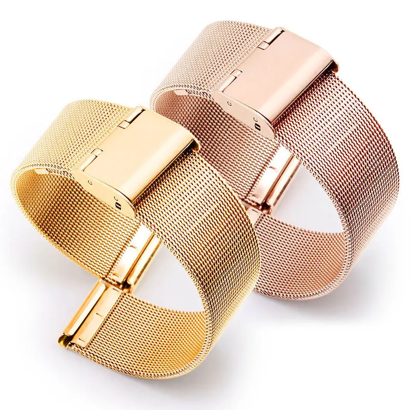 

Black rose Gold Stainless Steel Milanese Mesh Wrist watch Bands Straps Watch Bracelet for men women 14mm 16mm 18mm 20mm 22mm
