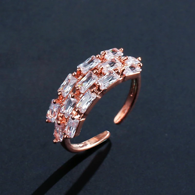 

UILZ NEW Personality Charm AAA CZ Zirconia Open Ring Women Wedding Party Dinner Dress Jewelry Free Shipping UR250