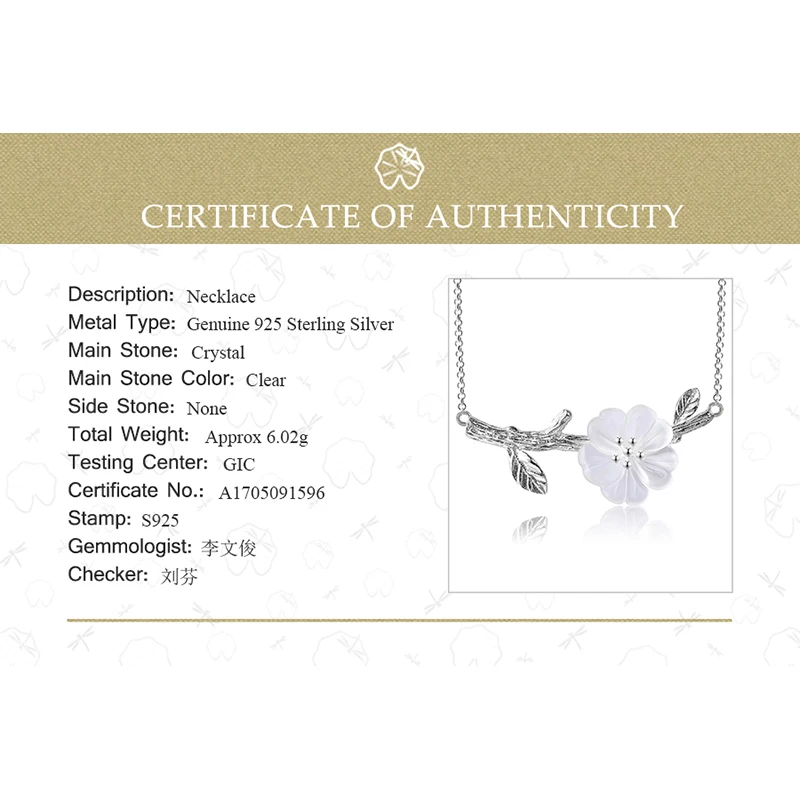 Lotus Fun Genuine 925 Sterling Silver Pendants Necklaces for Women Leaf Flower clear quartz crystal necklace valentines day gift