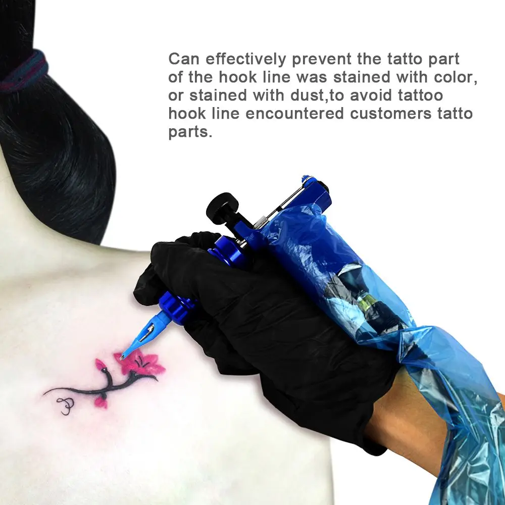 100 шт./упак. Синий татуировки Клип шнур рукава сумки поставить одноразовые чехлы Сумки для татуировки профессиональный тату-аксессуар