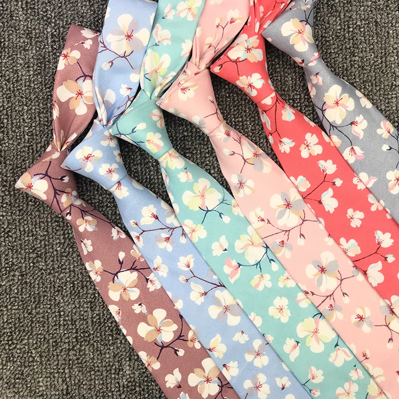 2019 новый весенне-летний высококачественный 100% хлопковый с цветочным принтом мужской галстук 7,0 см Ширина