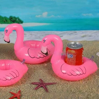 

500Pcs hot Mini Cute fanny toys Red Flamingo Floating Inflatable Drink Can Holder Swimming Pool Bathing Beach Party Kids BathToy