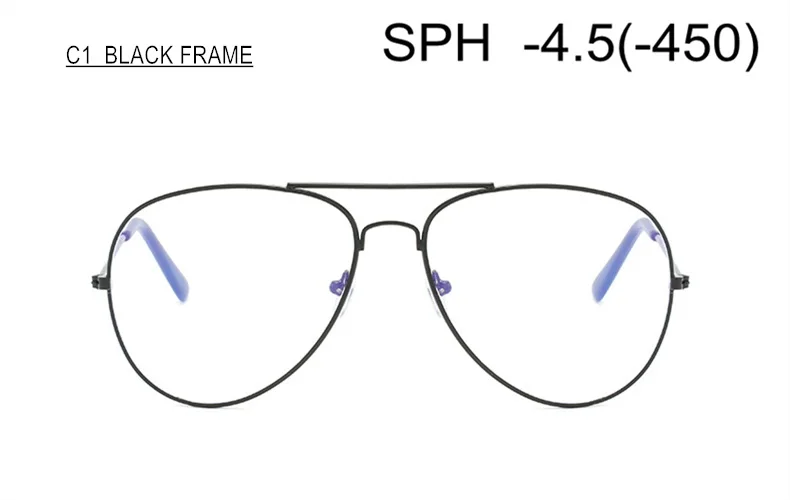 SUMONDY Рецептурные очки для близорукости SPH от 0 до-6,0 для женщин и мужчин модные оправа металлический оптические очки с диоптром по рецепту конечный продукт UF51 - Цвет оправы: C1 BLACK (-4.5)