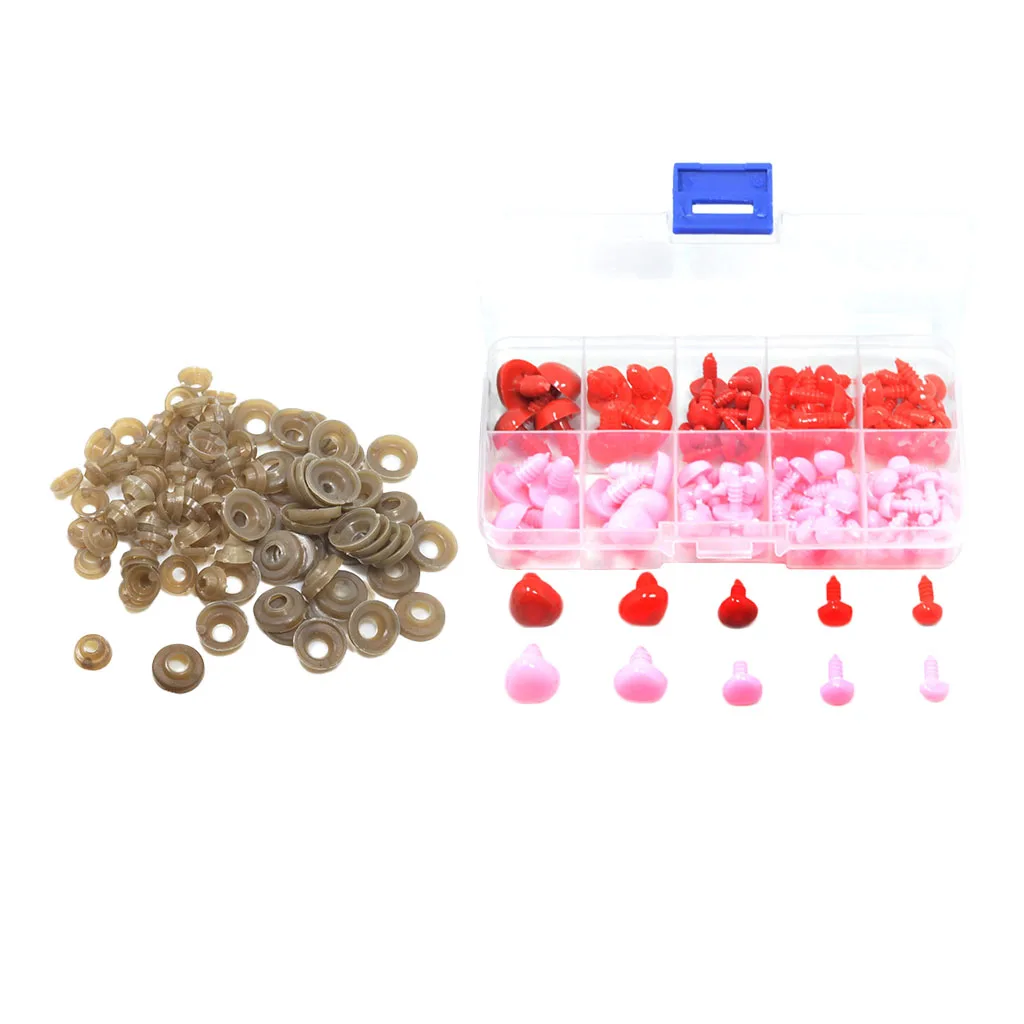 100Pcs Plastic Safety Triangle Nose with Washers Doll Plush Toys Stuffed Animals Making DIY 6x8mm 7x9mm 10x11mm 12x15mm 14x16mm