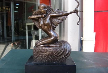 

song voge gem S0302 10" Western Pure Copper Bronze Sagittarius woman Art sculpture Statue