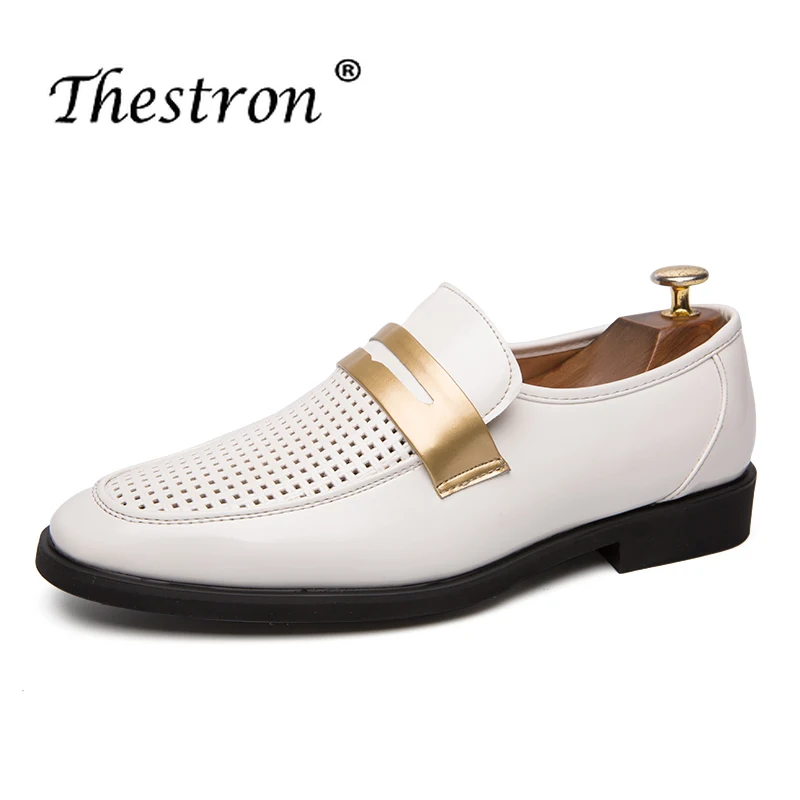 Thestron popular men's casual hollow leather men's shoes black and white men's brand high quality men's shoes style Thestron popular men's casual hollow leather men's shoes black and white men's brand high quality men's shoes style
