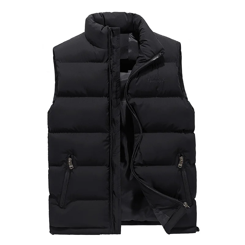Зимний теплый мужской большой размер Повседневный Свободный жилет мужской классический однотонный без рукавов куртка ветровка мужской пуховый Рабочий жилет 3XMR40 - Цвет: Black Vest