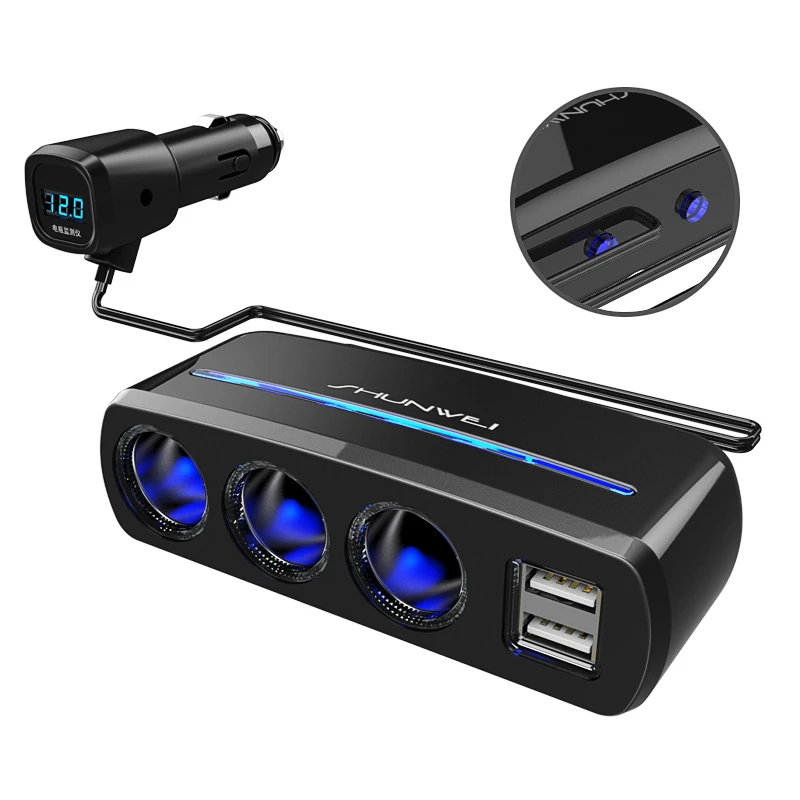 

1 Pcs 12V 24V Multi-choice Car Cigarette Lighter Dragged Multi-purpose Plug USB Car Quick Charger Voltage Monitoring Led Design