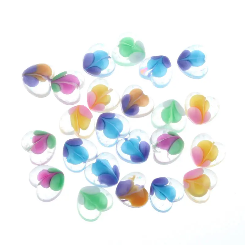 

LF 20Pcs 12x14mm Glitter Clear Resin Heart Cabochon Flatback Decoration Crafts Embellishments For Scrapbooking Diy Accessories