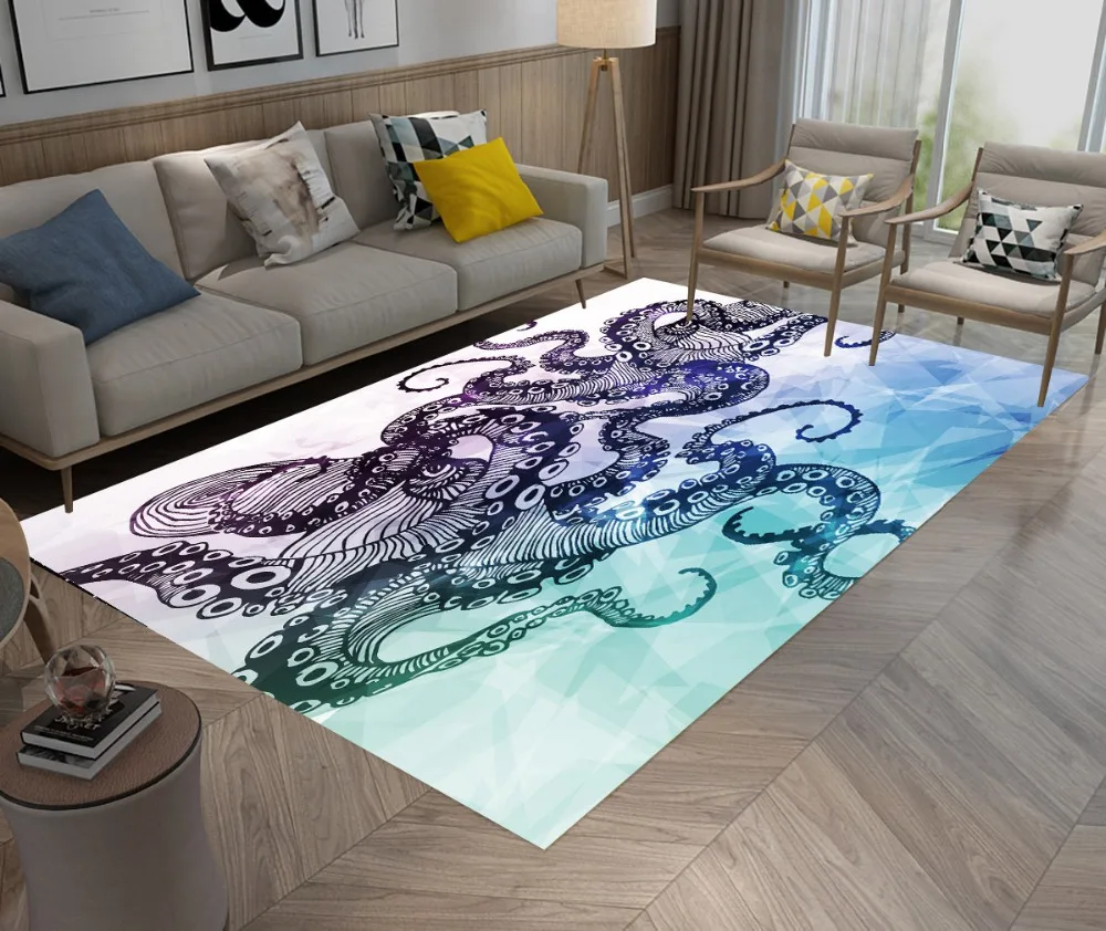 LB морской Осьминог морской жизни коврик пол коврики площадь ковры для спальни ванная комната ковер для мужчин гостиная Детская домашняя подушка