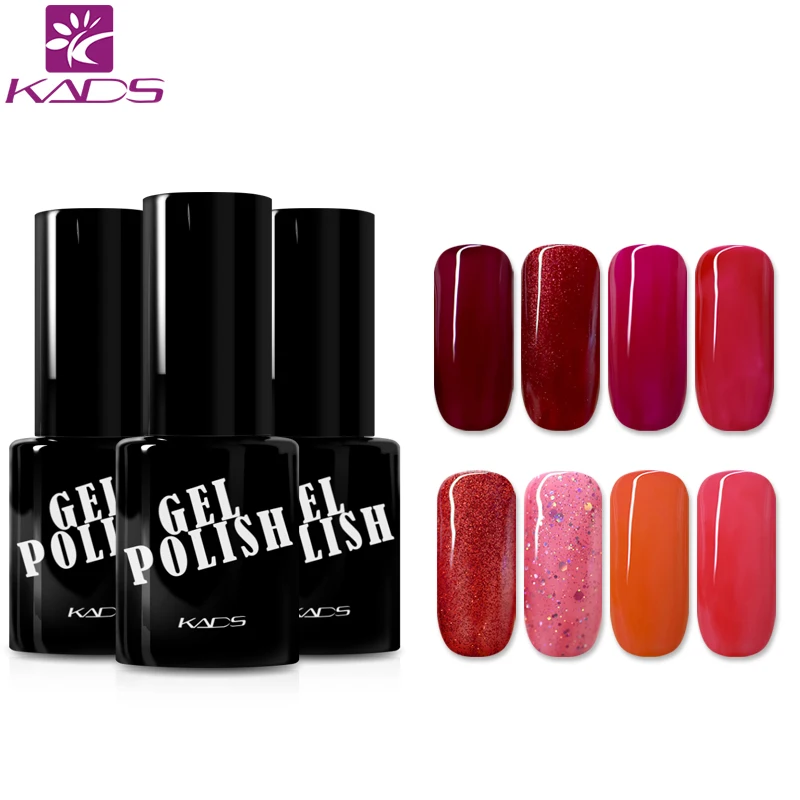 

KADS 9.5ml Gel Nail Polish Red Series UV LED Lamp Gel Polish Gel Lacquer Semi Permanent Nail Glue Polish Vernis