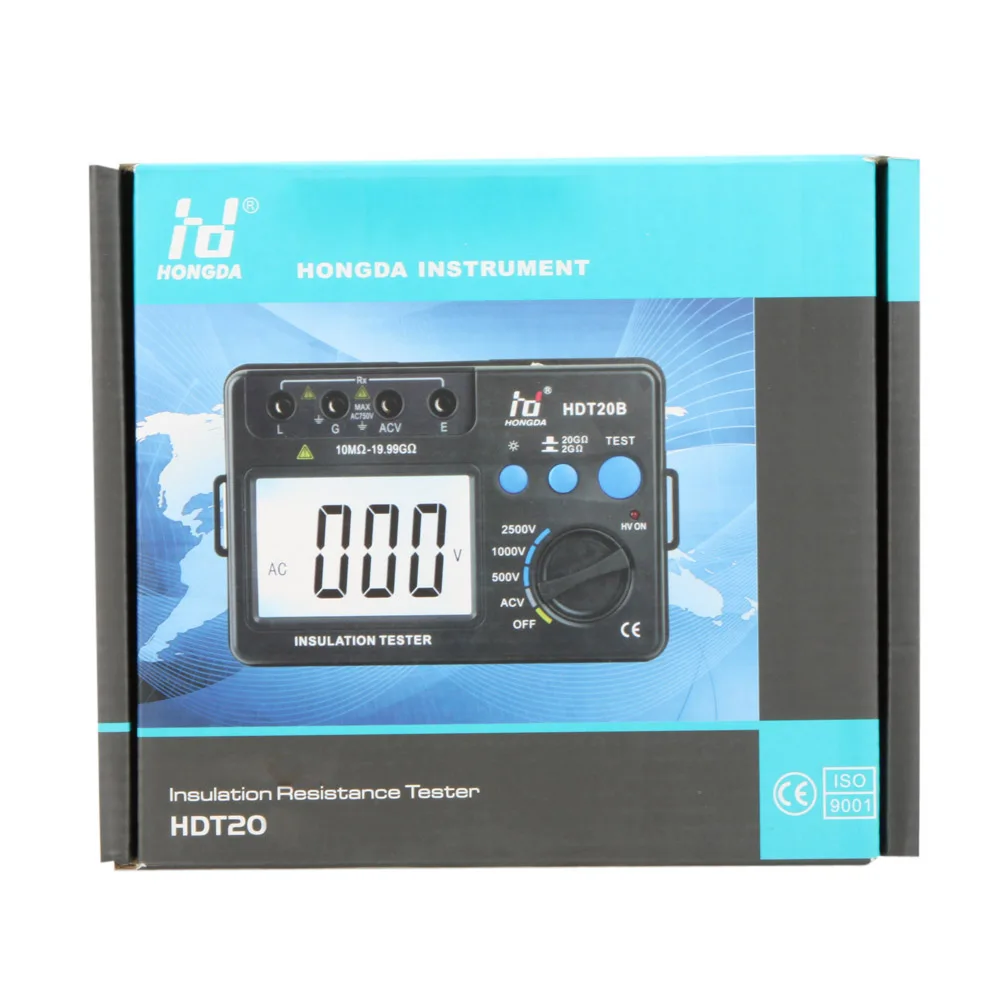 HD HDT20A тестер сопротивления изоляции метр Megohmmeter вольтметр Электронный диагностический инструмент esr метр 1000 В с ЖК-подсветкой