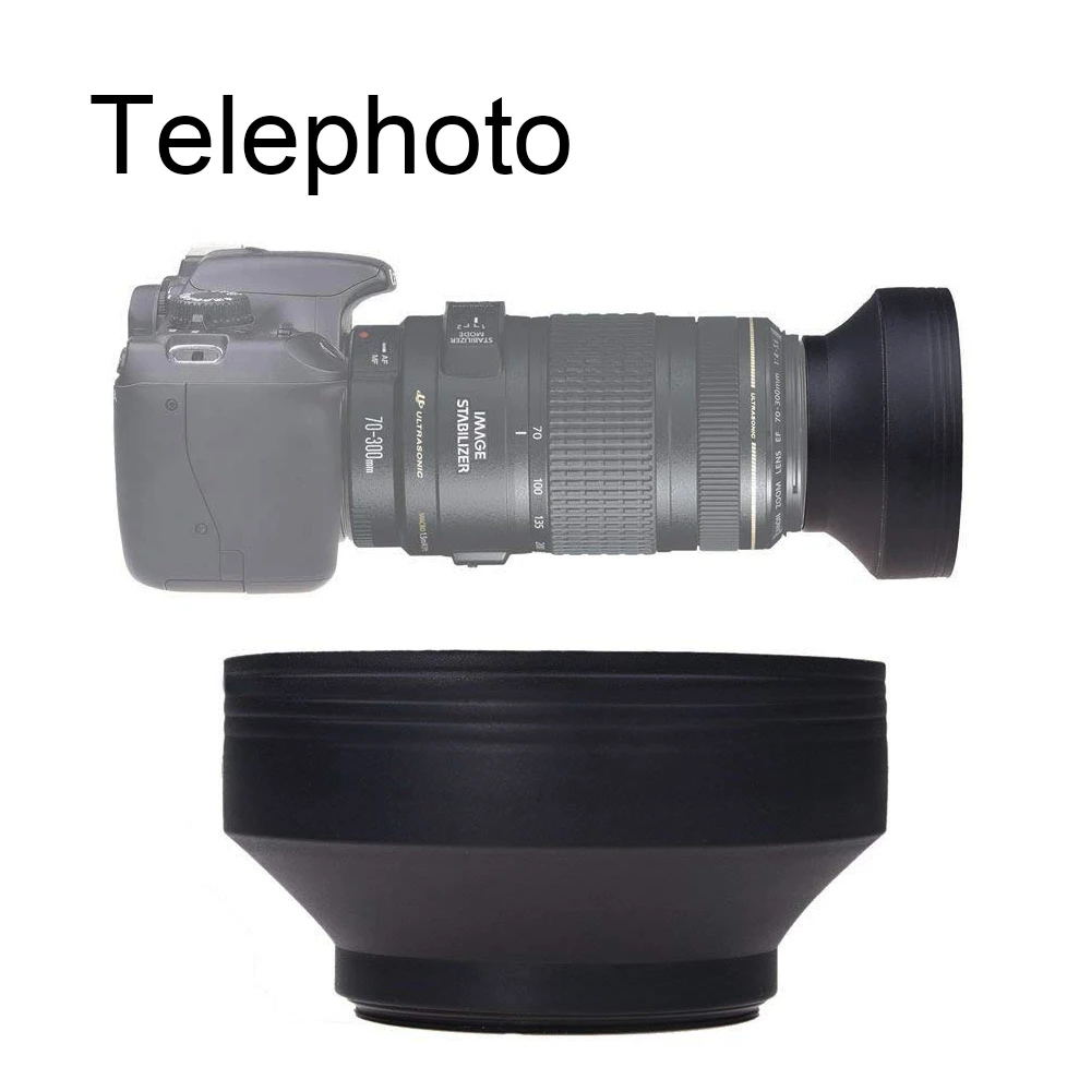 Резиновая бленда объектива камеры 49 мм 52 мм 55 мм 58 мм 62 мм 67 мм 72 мм 77 мм 82 мм широкоугольный Стандартный телеобъектив для Nikon Canon DSLR