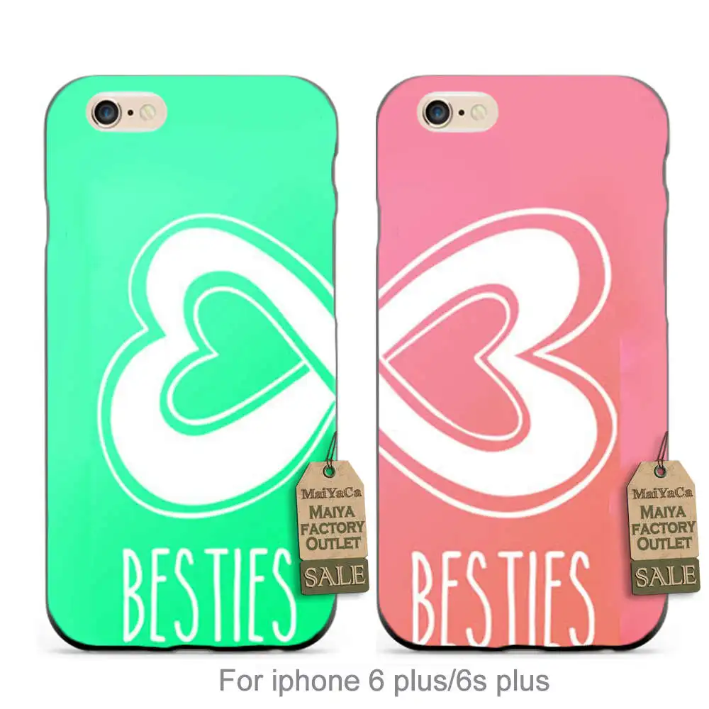 MaiYaCa soft black tpu silicone Besties Heart Mint Two Best Friends