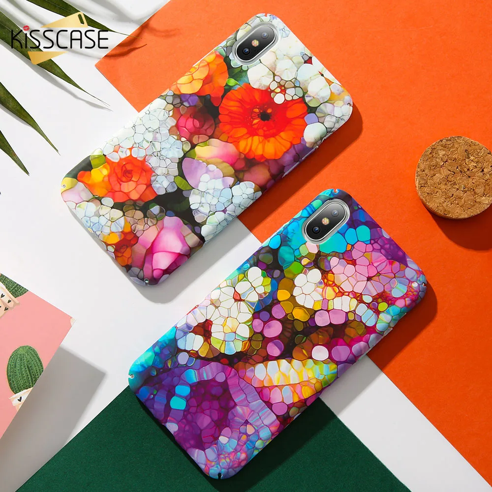 

KISSCASE Colorful Mosaic Phone Case For iPhone X XS Max XR Ultra Thin Smooth Flamingo Phone Case For iPhone 8 7 6 6S Plus Fundas