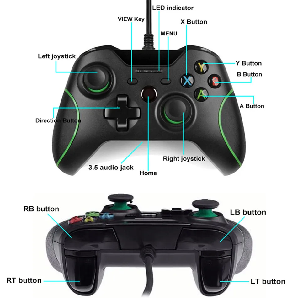 Murah Waterlowrie USB Wired Game Controller untuk Microsoft Xbox Satu S X Gamepad Controle untuk XBOXone Slim PC Windows 7  8 10 Joystick