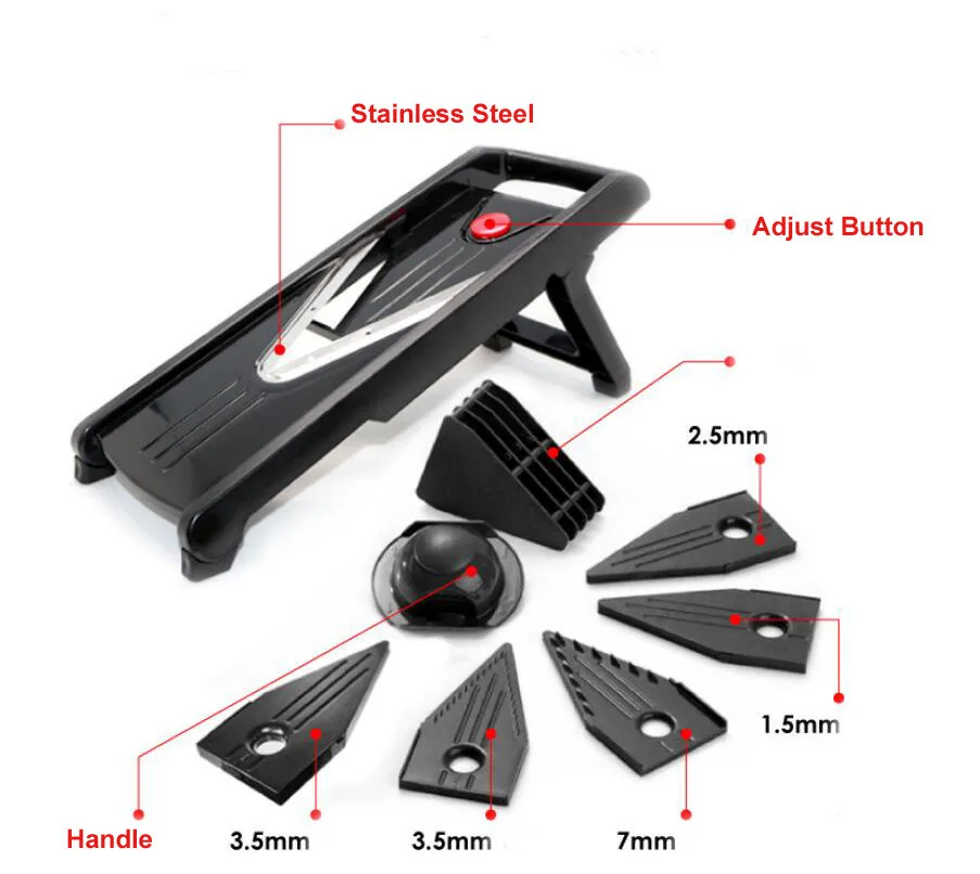 

V-Blade Slicer Fruit and Vegetable Cutter with 5 Blades Carrot Julliene Food Chopper Cheese Grater